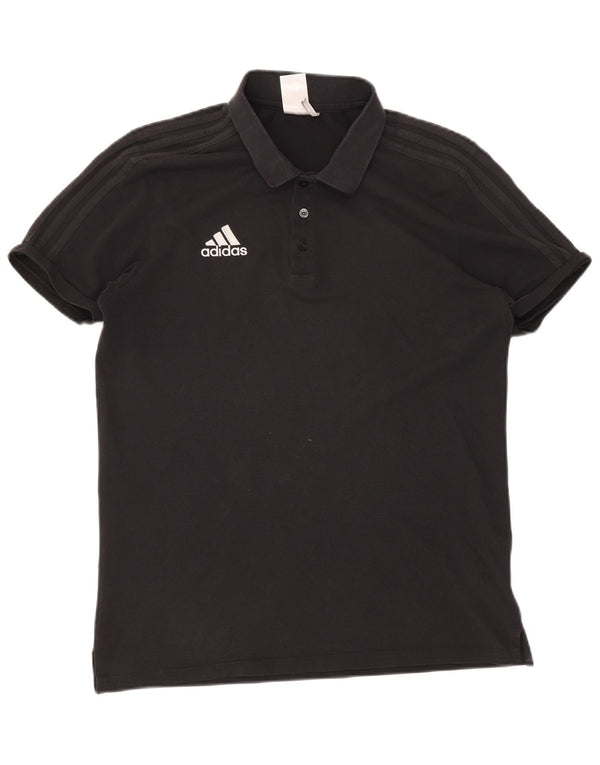 Polo ADIDAS Climalite da uomo grande in cotone nero