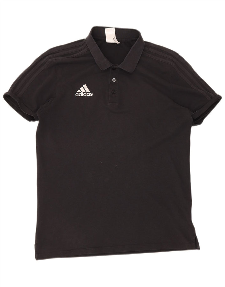 Polo ADIDAS Climalite da uomo grande in cotone nero