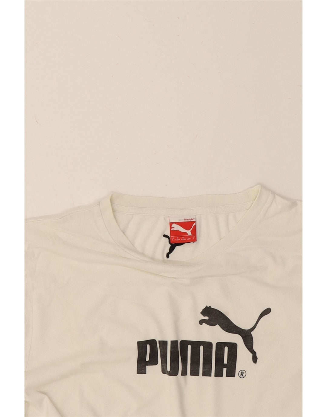 PUMA Mens Graphic T-Shirt Top Large White Cotton Vintage Puma and Second-Hand Puma from Messina Hembry 