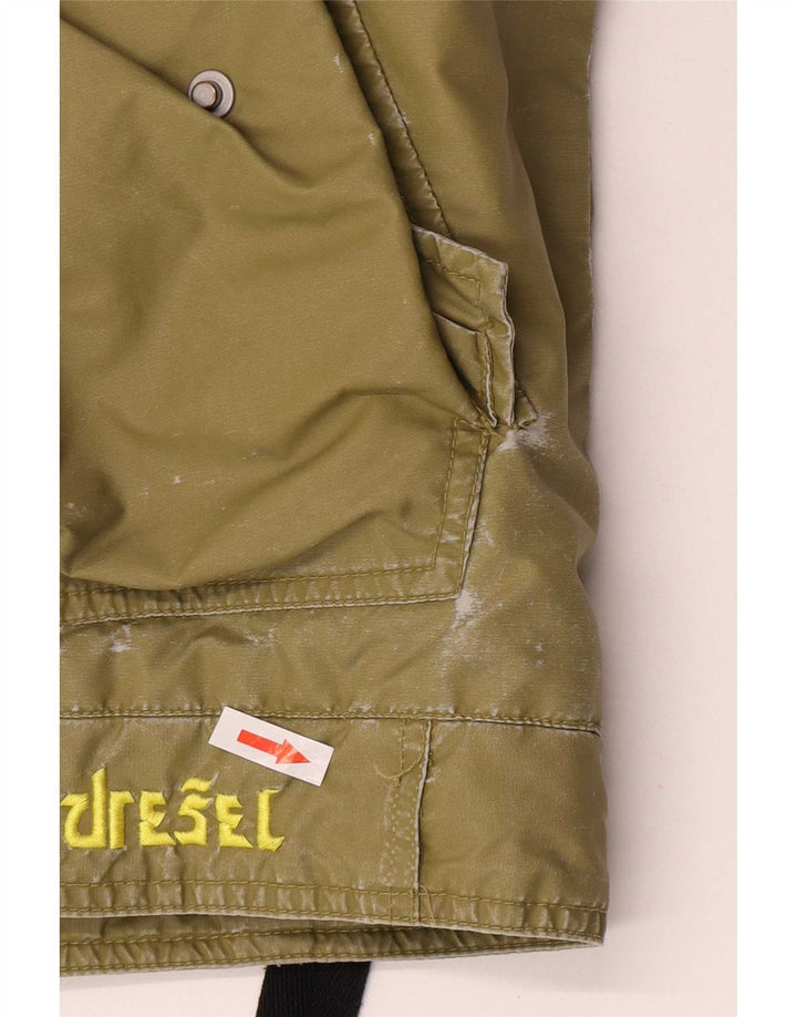 Giubbotto bomber con cappuccio grafico da bambino Diesel 13-14 anni XL kaki poliammide