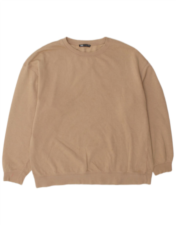 Zara Uomo Felpa Maglione Piccolo Cotone Beige