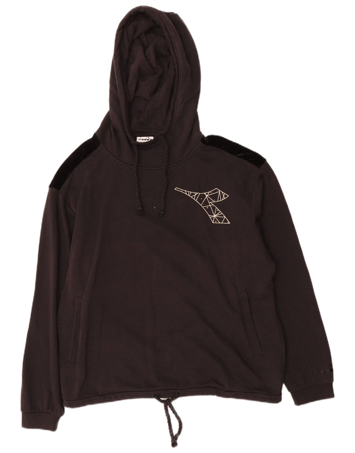DIADORA Maglia oversize con cappuccio da donna UK 14 Colorblock grigio medio