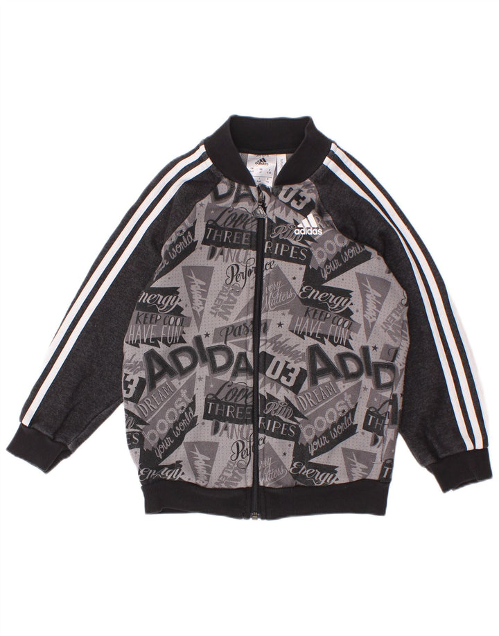 Giacca da ginnastica grafica da ragazzo Adidas 3-4 anni in cotone color block grigio