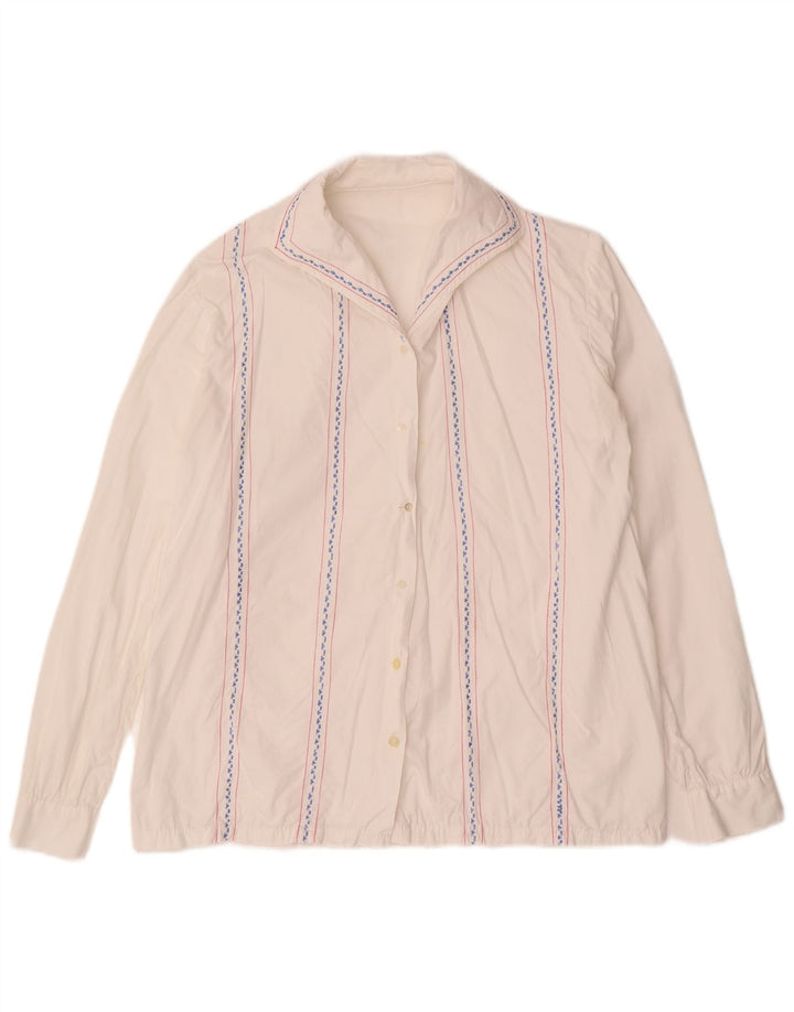 Camicetta da donna VINTAGE UK 16 a righe bianche grandi