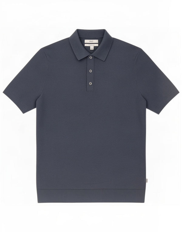 Polo da uomo Marks & Spencer in cotone blu medio