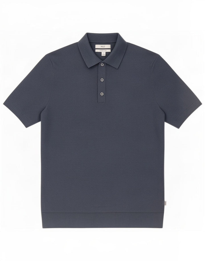 Polo da uomo Marks & Spencer in cotone blu medio