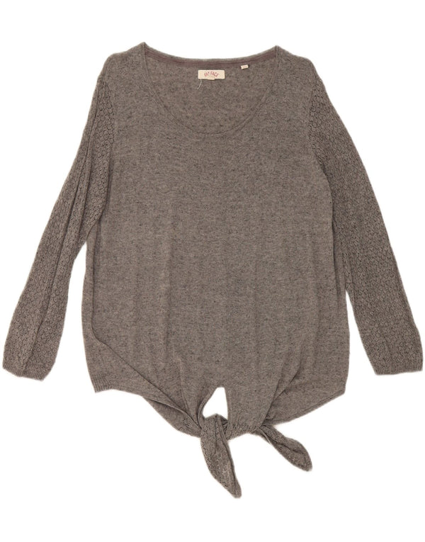 Maglione maglione con scollo a barca da donna Fat Face UK 16 grande cotone grigio