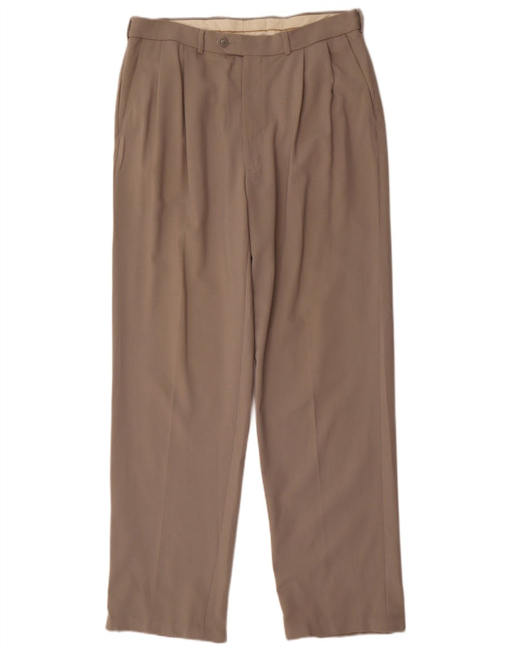Pantaloni da abito dritti da uomo Marks & Spencer W34 L33 poliestere grigio