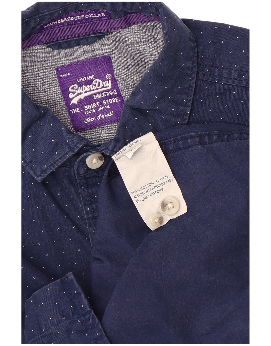 Camicia da uomo Superdry Small in cotone maculato blu navy