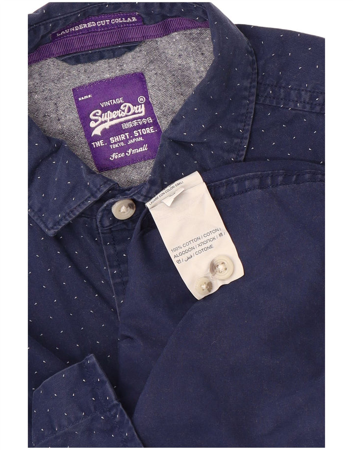 Camicia da uomo Superdry Small in cotone maculato blu navy