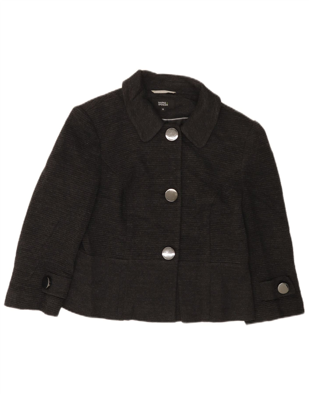 Giacca blazer da donna a 3 bottoni con maniche a 3/4 Marks & Spencer UK 12 Grigio medio