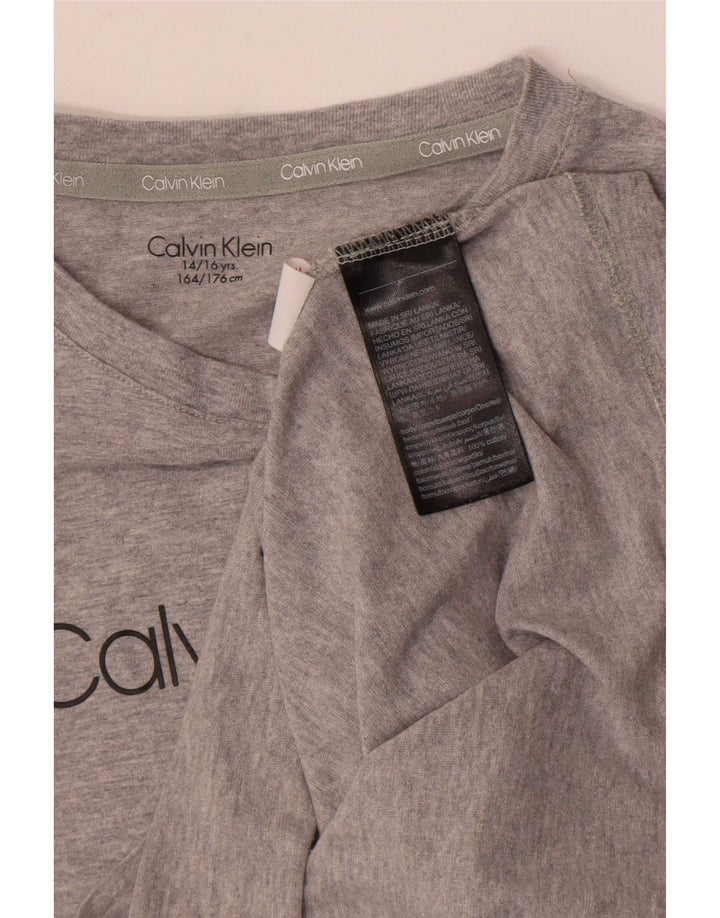 Calvin Klein Boys Regular Graphic Top manica lunga 14-15 anni in cotone grigio