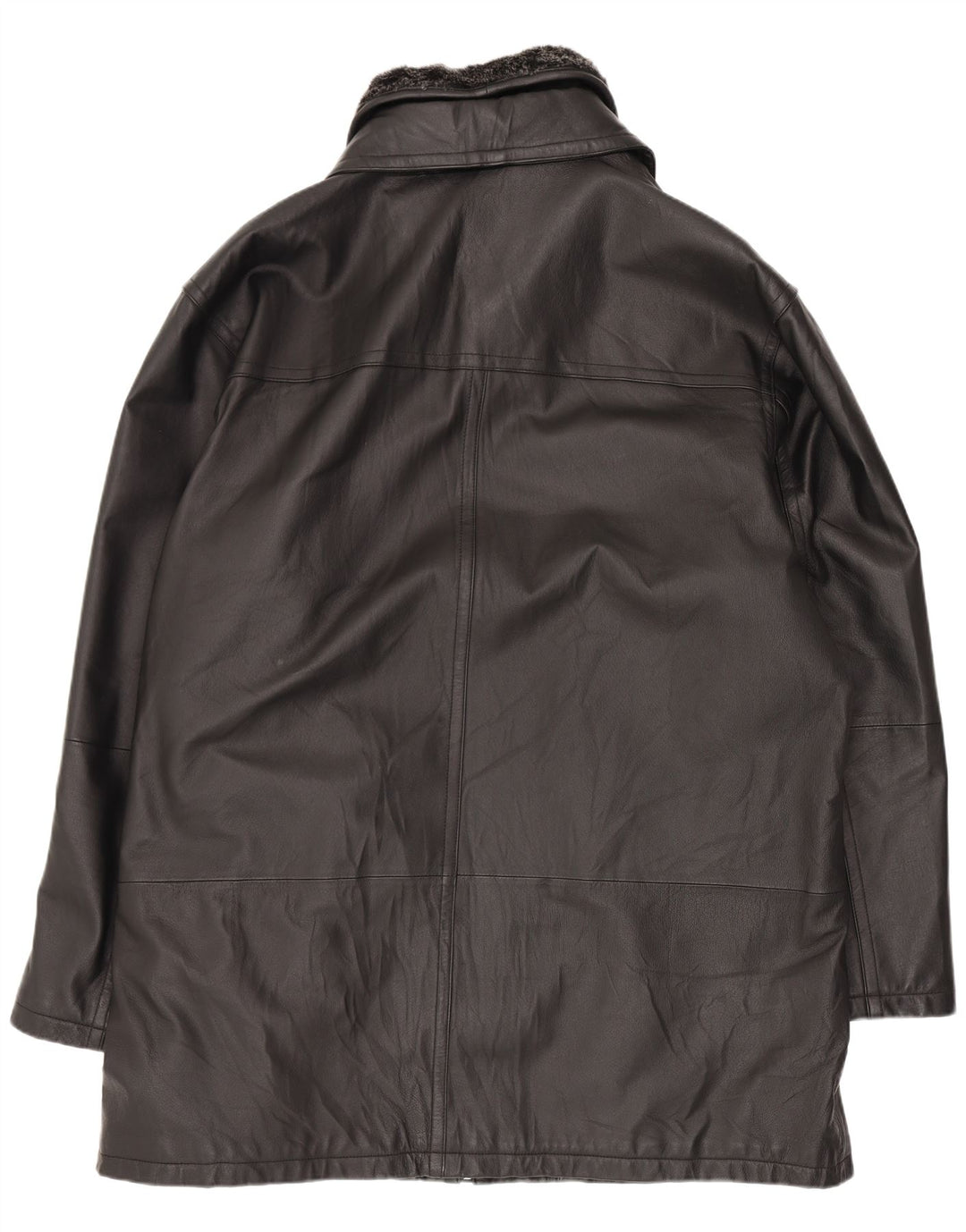 Cappotto in pelle vintage da uomo UK 44 2XL Nero
