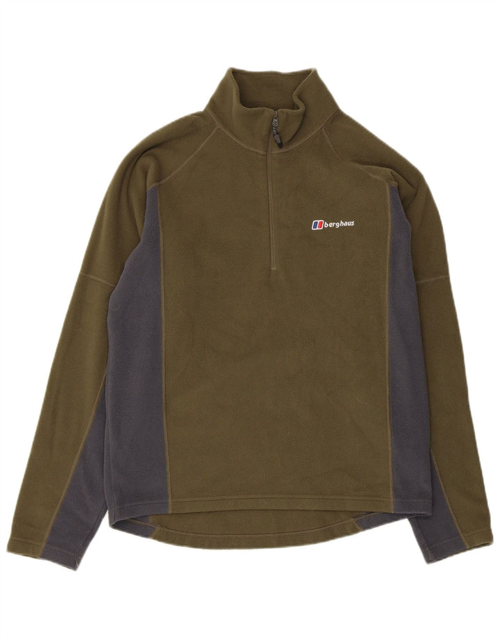 Maglione in pile da uomo con zip e collo BERGHAUS piccolo in poliestere color kaki