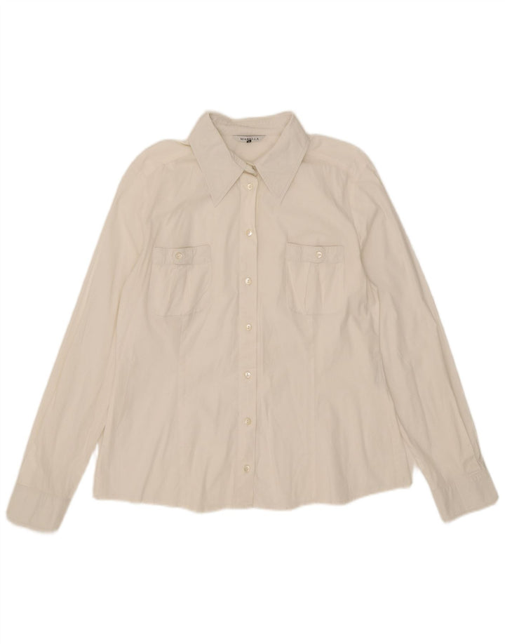 Camicia da donna Marella UK 16 grande cotone bianco