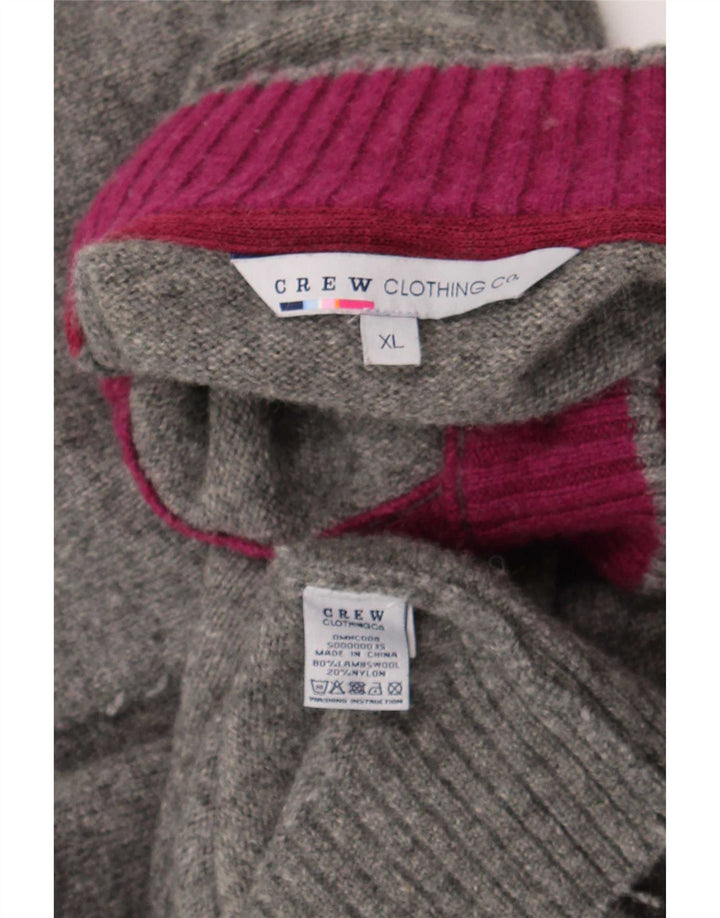 Crew Clothing Maglione da uomo con bottoni e collo XL in lana grigia