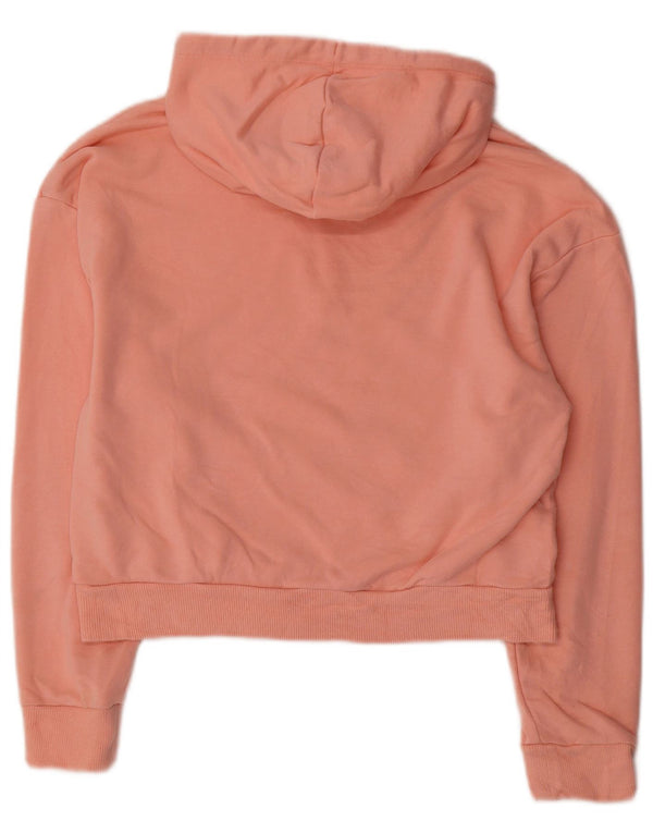 Felpa con cappuccio grafica corta oversize da donna Puma UK 6 XS cotone rosa