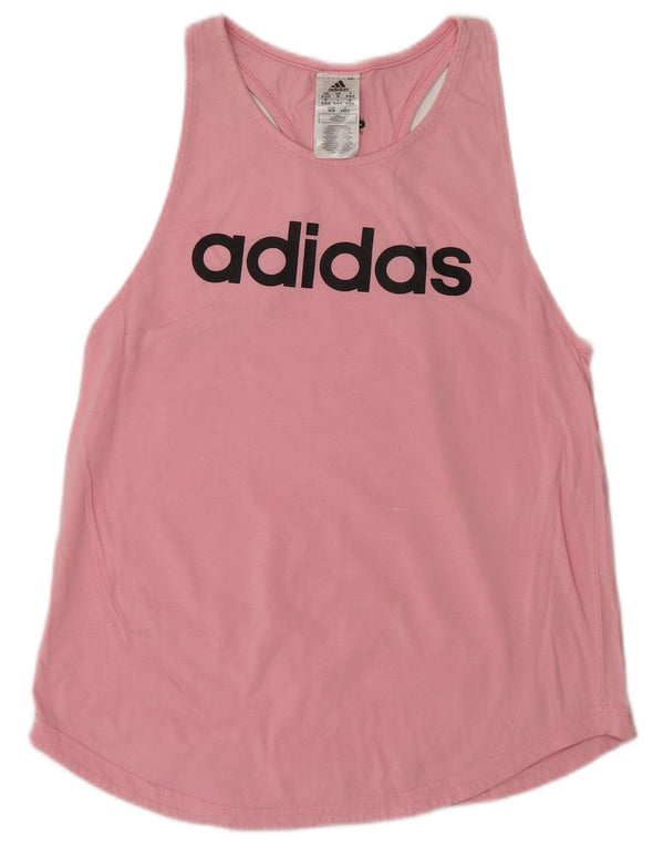Canotta grafica da donna Adidas UK 12/14 Cotone rosa medio