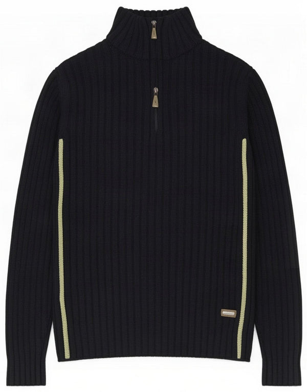 Maglione Trussardi Uomo con zip e collo medio in lana blu navy