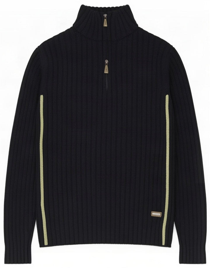 Maglione Trussardi Uomo con zip e collo medio in lana blu navy