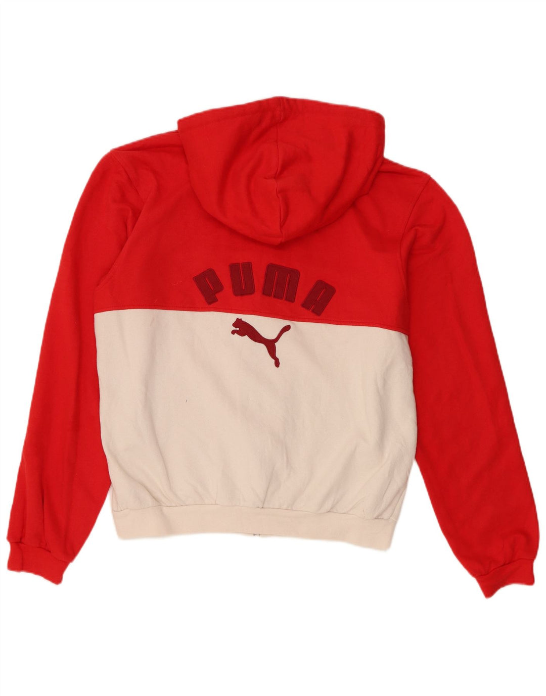 Felpa con cappuccio e zip grafica da uomo Puma in cotone color block rosso medio