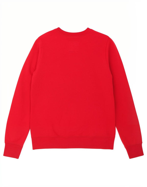 Felpa con grafica Hollister da donna, maglione UK 8 Small, cotone rosso
