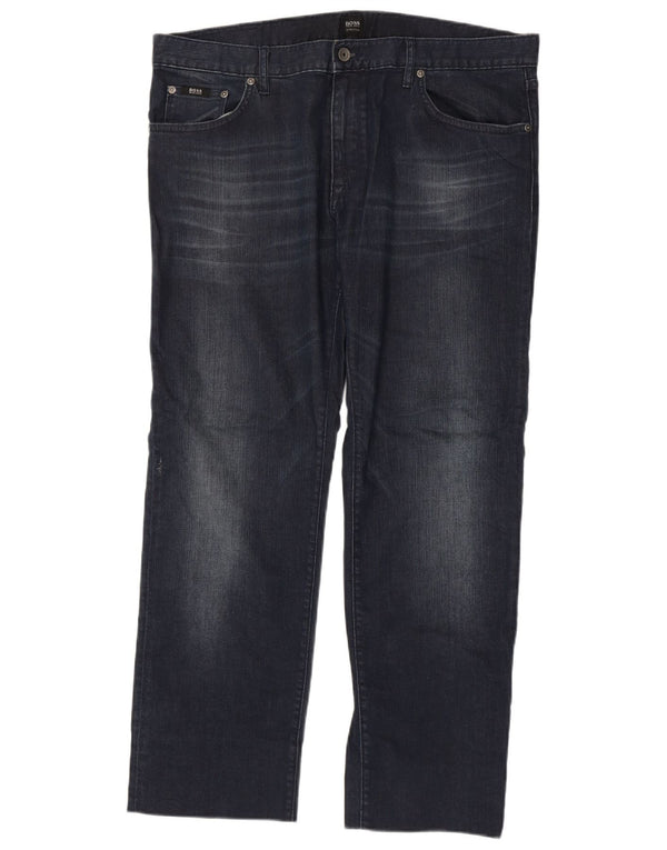 Jeans dritti da uomo Hugo Boss W38 L31 cotone blu navy