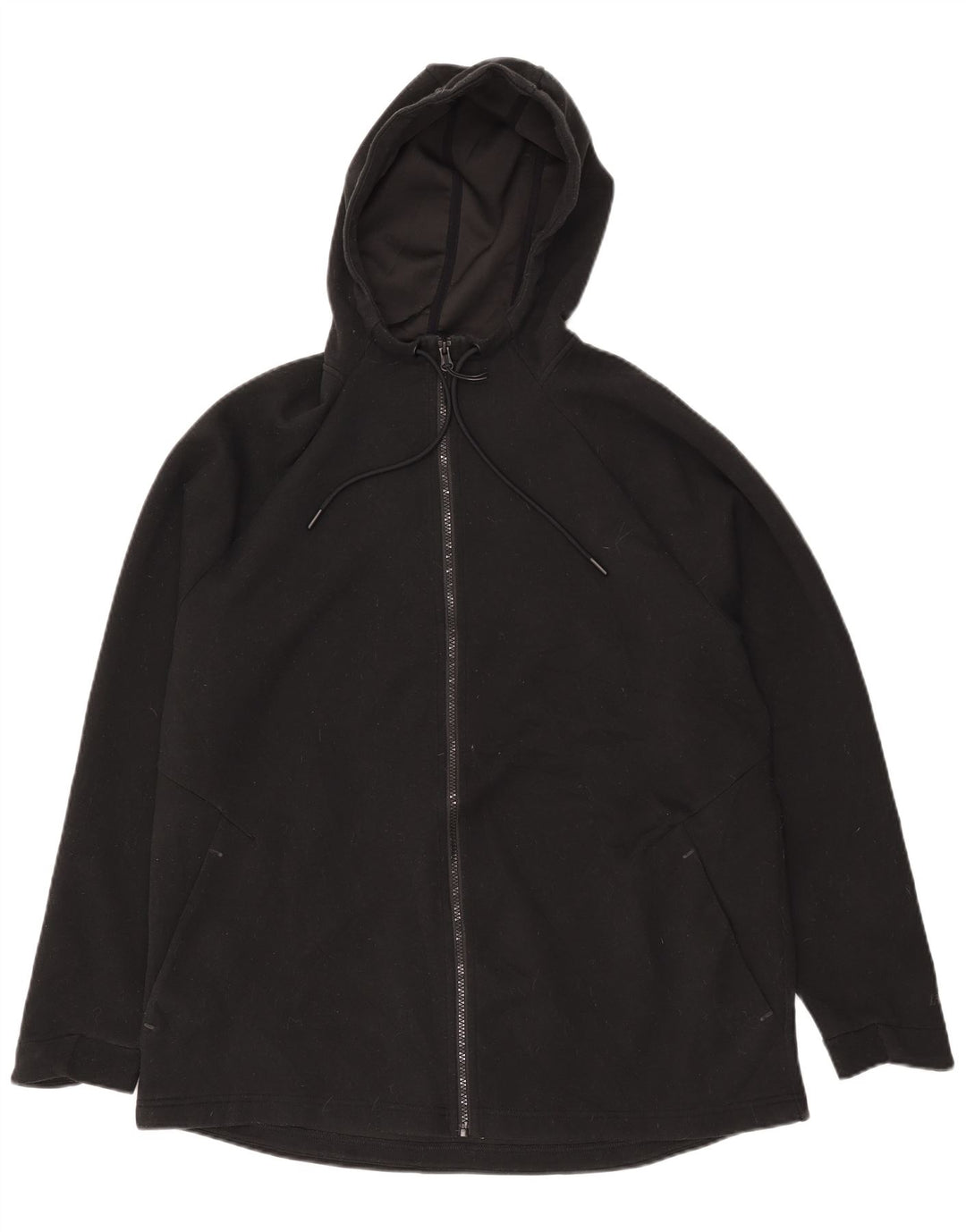 RUSSELL ATHLETIC Felpa con cappuccio e zip da uomo UK 42/44 Grande poliestere nero