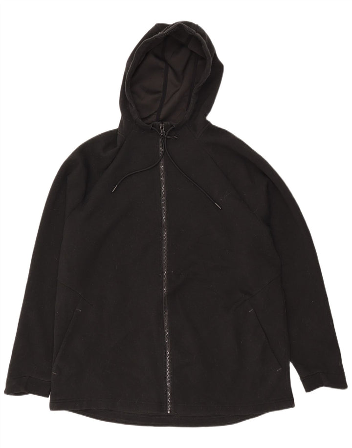 RUSSELL ATHLETIC Felpa con cappuccio e zip da uomo UK 42/44 Grande poliestere nero