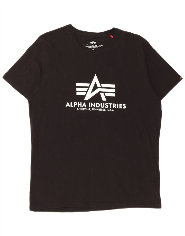 T-shirt grafica da uomo Alpha Industries Top grande in cotone nero