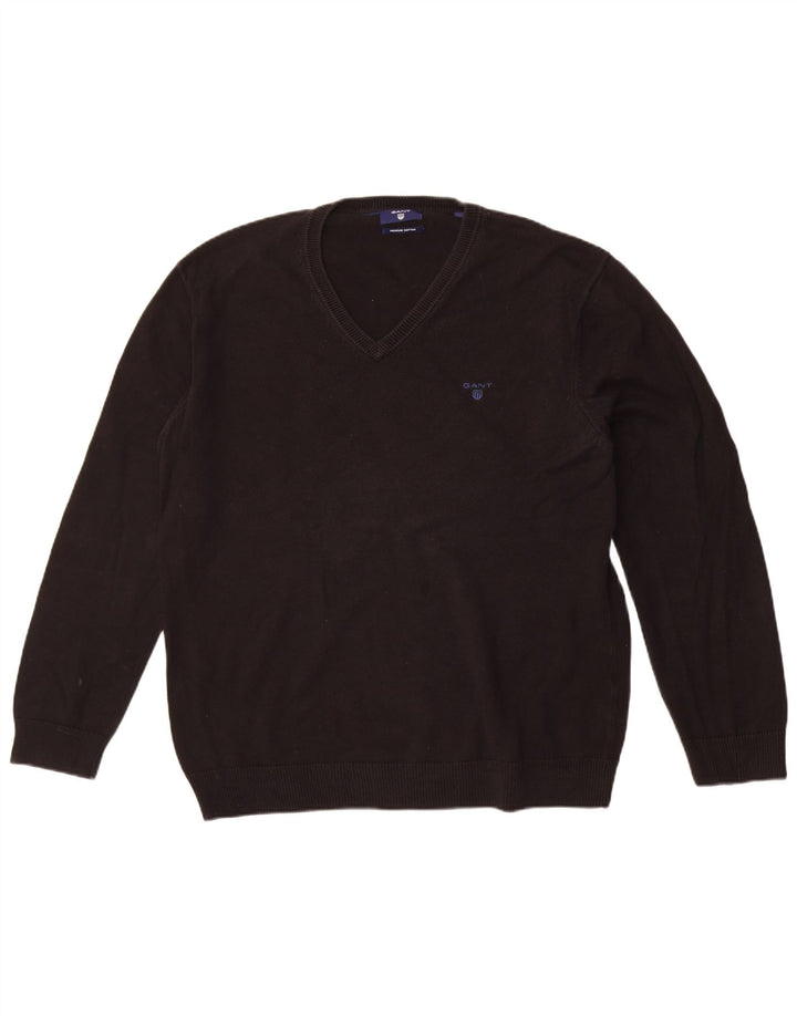 Gant Maglione da uomo con scollo a V XL in cotone nero