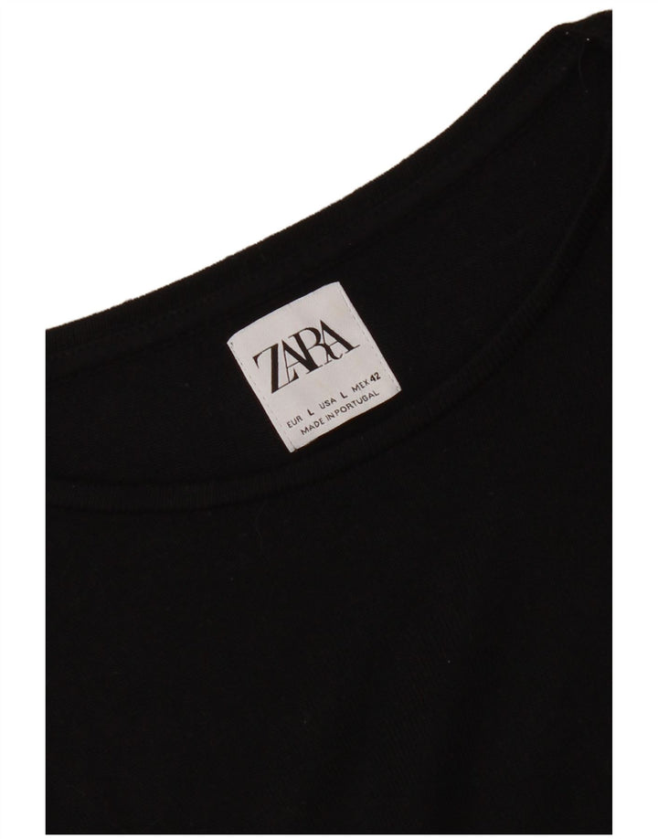 T-shirt Zara da donna Top UK 16 grande nera