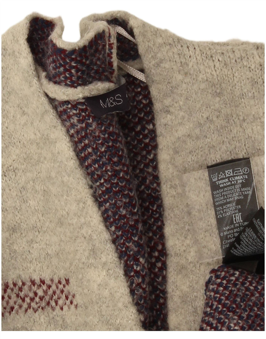 Maglione cardigan lungo da donna Marks & Spencer UK 16 grande quadri grigi