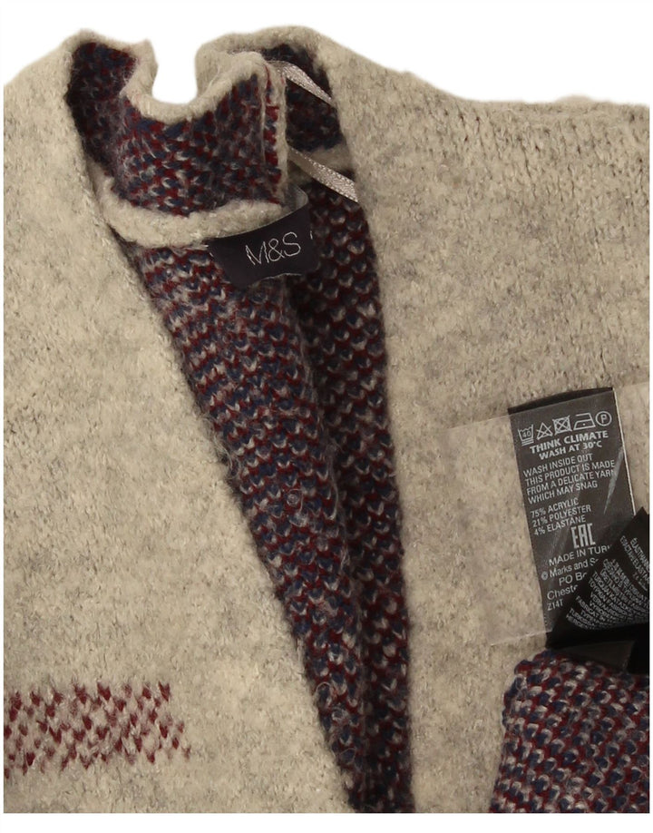 Maglione cardigan lungo da donna Marks & Spencer UK 16 grande quadri grigi