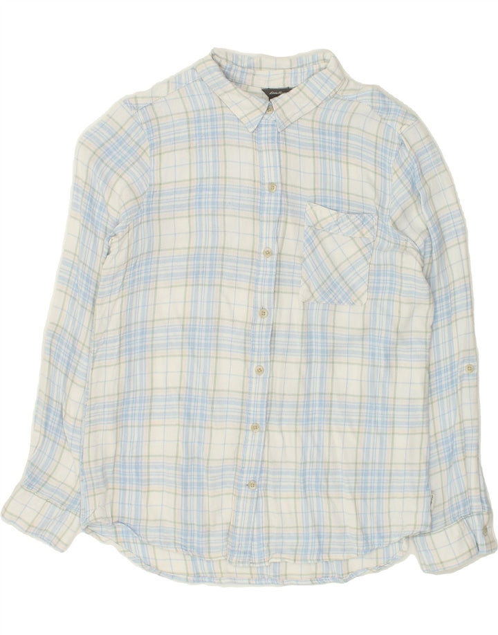 EDDIE BAUER Womens Shirt UK 12 Medium Blue Check Rayon Vintage Eddie Bauer and Second-Hand Eddie Bauer from Messina Hembry 