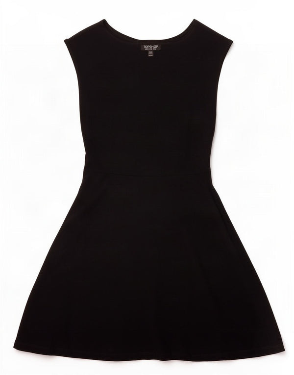 Abito a trapezio senza maniche da donna Topshop UK 12 cotone nero medio