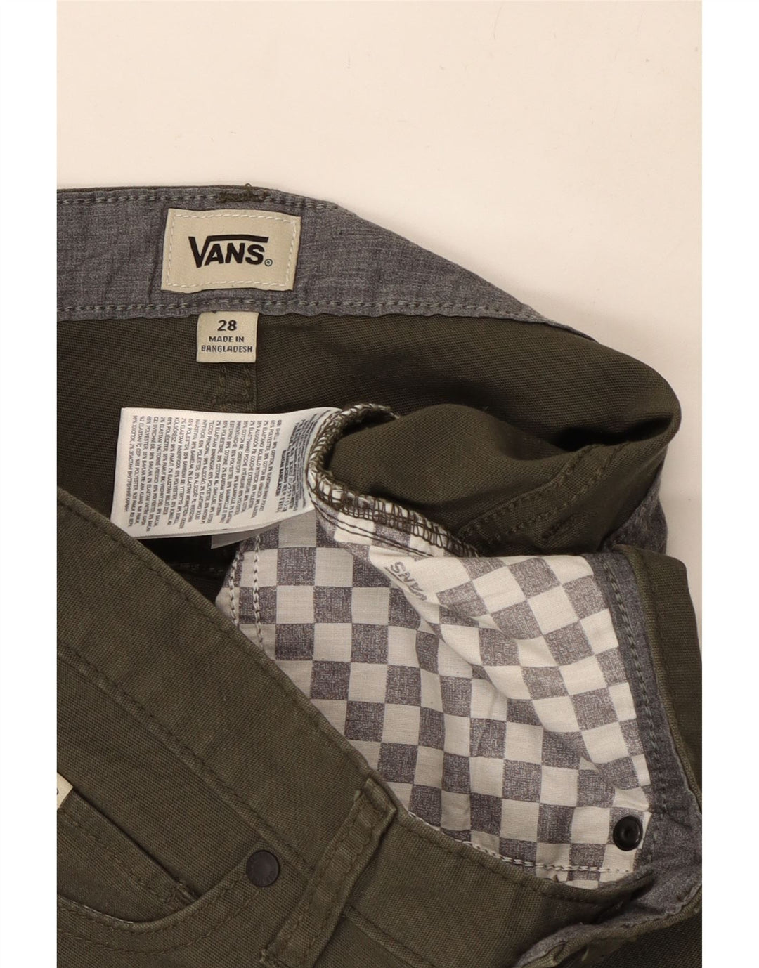 Pantaloncini casual da uomo VANS W28 piccoli in cotone kaki