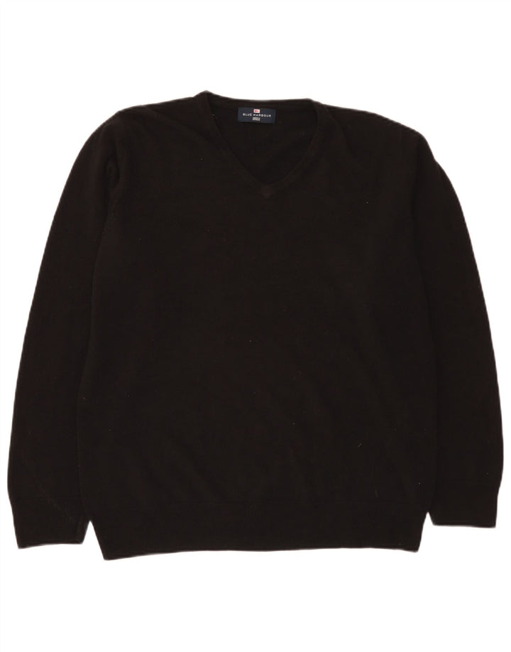 Maglione da uomo Marks & Spencer Blue Harbour con scollo a V grande acrilico nero