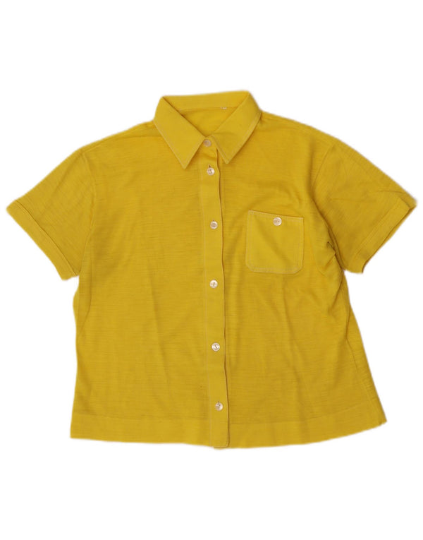 Camicia a maniche corte da donna vintage UK 14 giallo medio