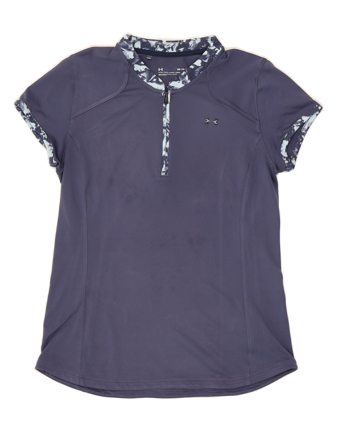 UNDER ARMOUR Womens Heat Gear T-Shirt Top UK 12 Medium Navy Blue Polyester Vintage Under Armour and Second-Hand Under Armour from Messina Hembry 