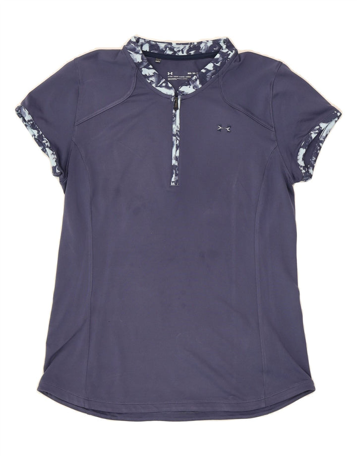 UNDER ARMOUR Womens Heat Gear T-Shirt Top UK 12 Medium Navy Blue Polyester Vintage Under Armour and Second-Hand Under Armour from Messina Hembry 