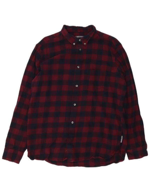 Camicia da uomo in flanella French Connection 2XL cotone a quadretti bordeaux