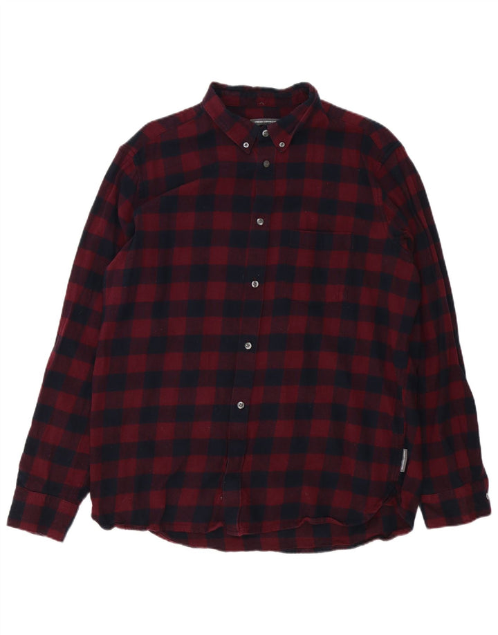 Camicia da uomo in flanella French Connection 2XL cotone a quadretti bordeaux