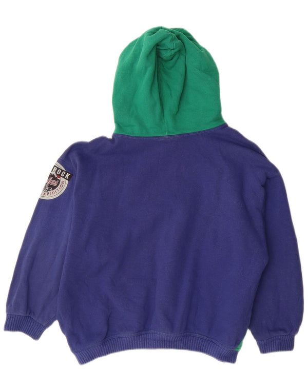 Benetton Felpa con cappuccio grafica da donna UK 10 Small Verde Colourblock Cotton