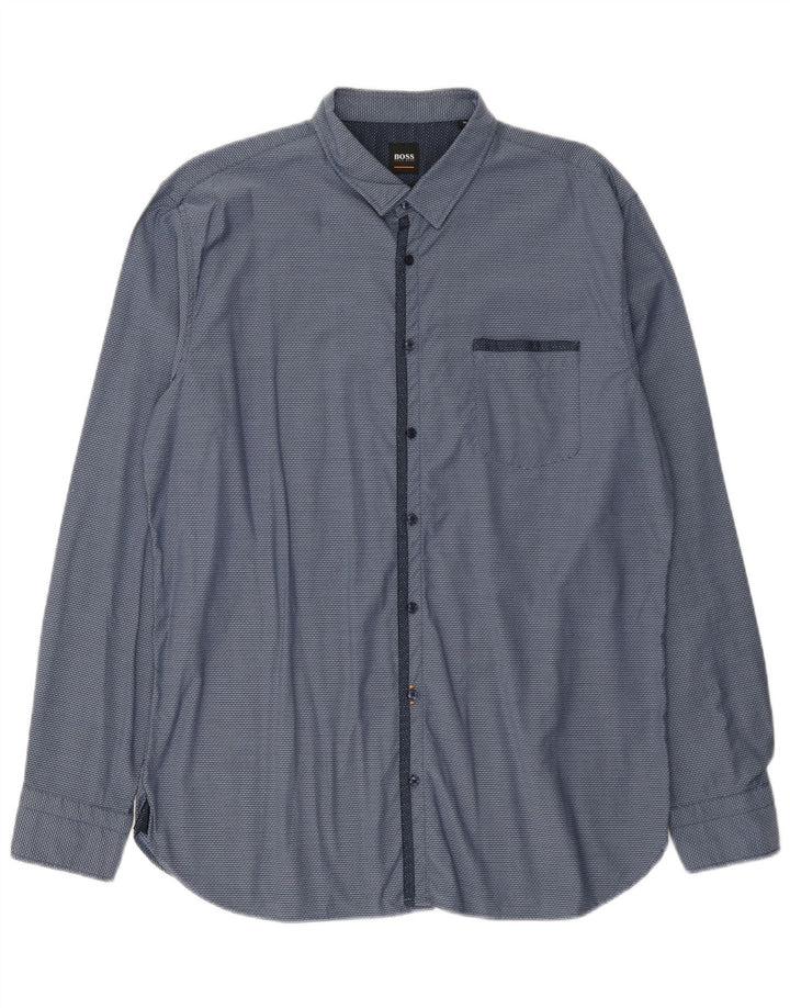 Camicia da uomo Hugo Boss XL blu maculato