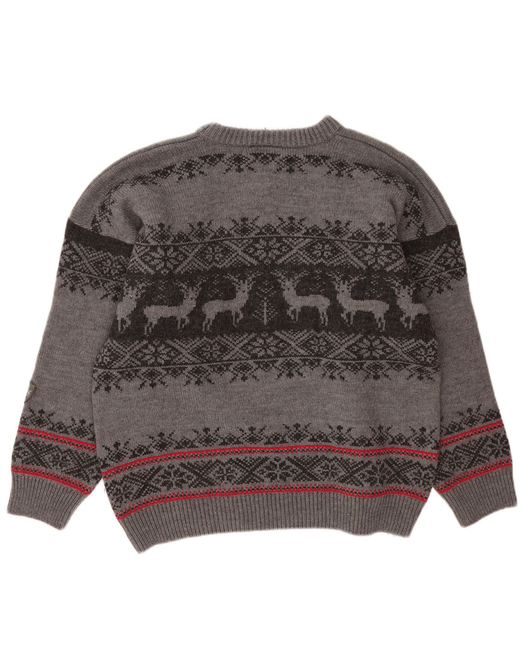 Hot Stuff Maglione girocollo da uomo maglione grande lana Fair Isle grigia