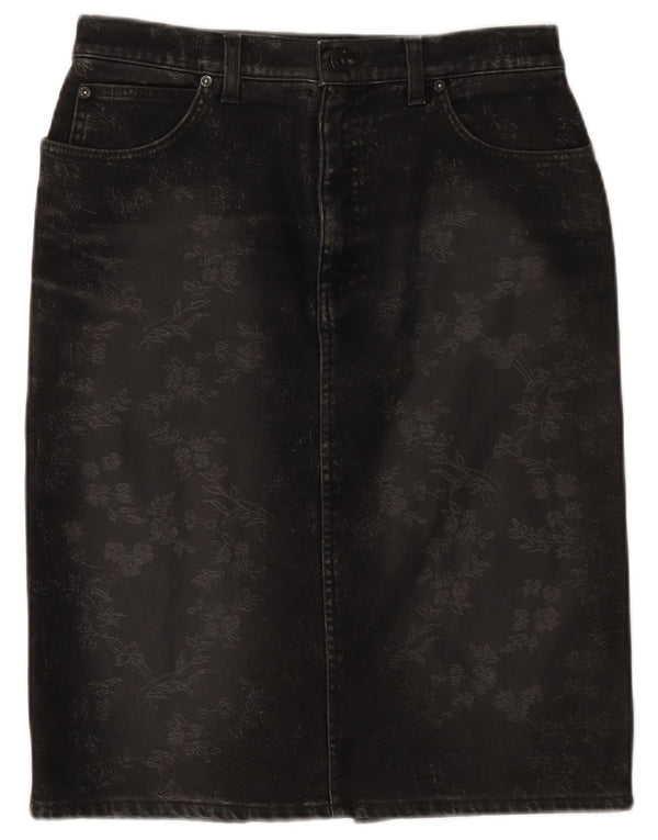 Gonna denim da donna Jegains Mattiolo W31 cotone floreale nero medio
