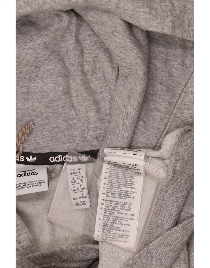 Maglione con cappuccio grafico ADIDAS per ragazzi 13-14 anni in cotone grigio screziato