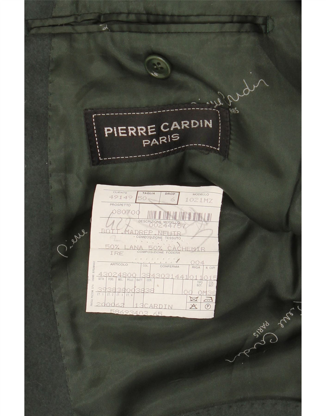 Giacca blazer da uomo a 3 bottoni Pierre Cardin IT 50 grande lana kaki