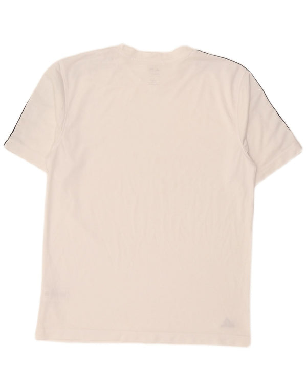 Adidas Uomo Climalite T-shirt Top Large Bianco Poliestere